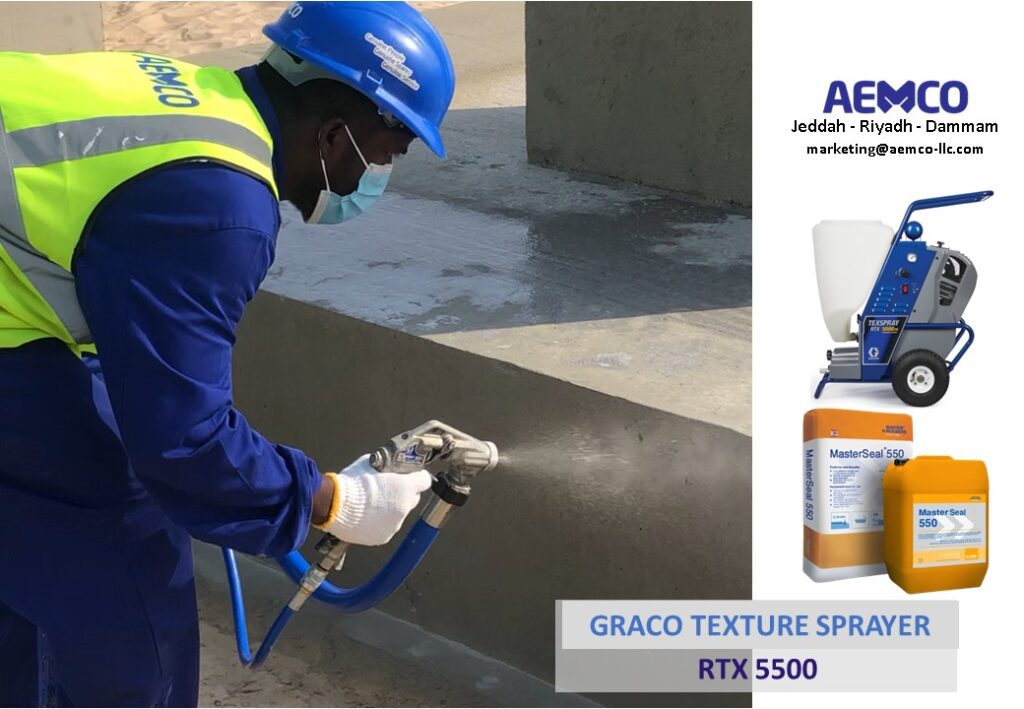 GRACO TEXTURE Sprayer RTX 5500 spraying MasterSeal 550 from BASF  AEMCO
