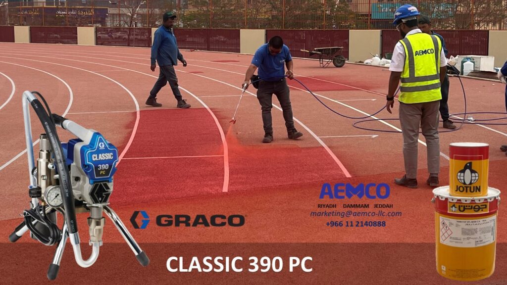 2 GRACO Classic 390 spraying Jotun HARDTOP XP- AEMCO SAUDI ARBAIA-GT