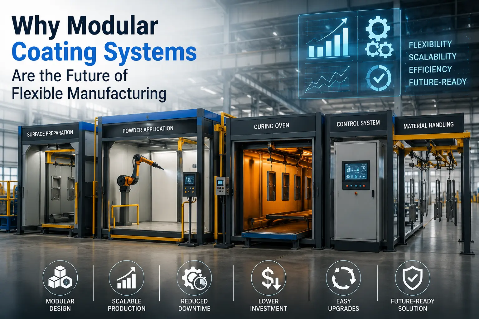 Modular Coating Systems designed for flexible manufacturing with scalable coating equipment, automated production lines and efficient industrial finishing solutions.