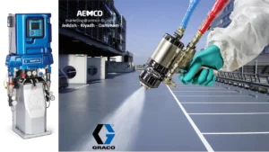 Graco Reactor E-XP2 high-pressure polyurea spray equipment applying a protective coating