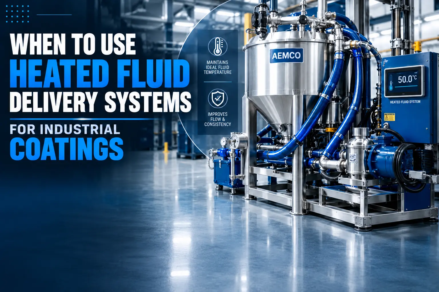 Heated fluid delivery system for industrial coating applications