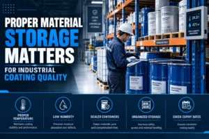 Industrial coating materials properly stored in a warehouse